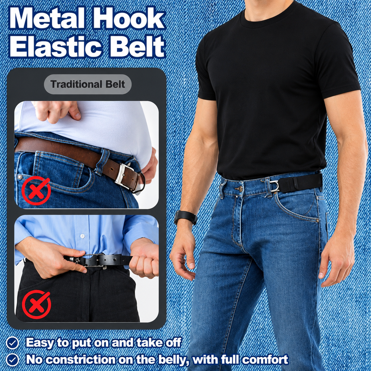 Pair of Adjustable Stretch Belt for Jeans, Trousers & Pants for Men/Women