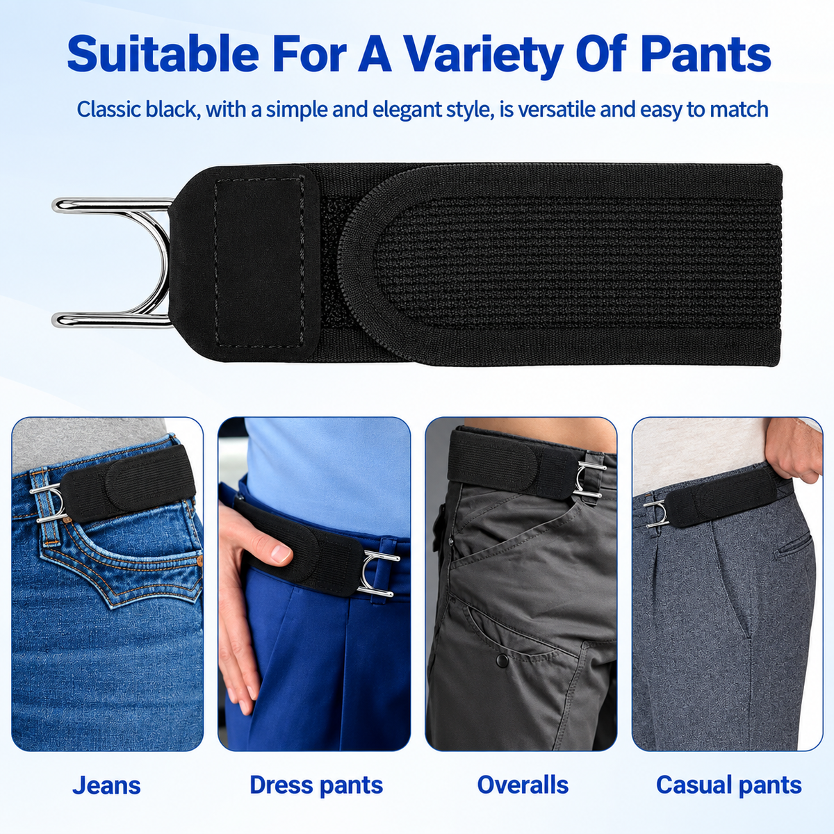 Pair of Adjustable Stretch Belt for Jeans, Trousers & Pants for Men/Women