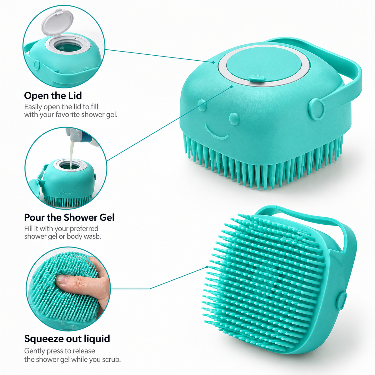 2-in-1 Silicone Shower & Body Scrubber with Soap Dispenser