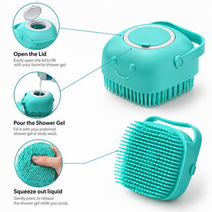 2-in-1 Silicone Shower & Body Scrubber with Soap Dispenser