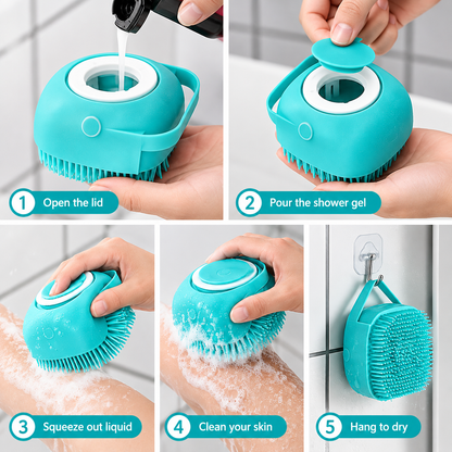 2-in-1 Silicone Shower & Body Scrubber with Soap Dispenser