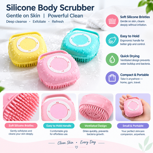 2-in-1 Silicone Shower & Body Scrubber with Soap Dispenser