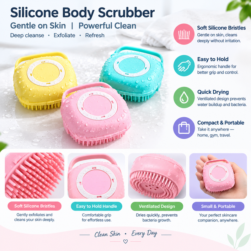 2-in-1 Silicone Shower & Body Scrubber with Soap Dispenser